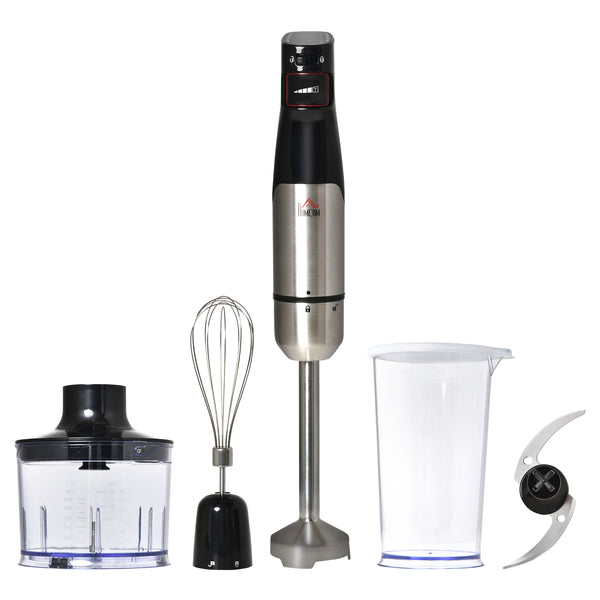 sconto Stabmixer Küchenmixer 4 in 1 1000 W mit silbernem und schwarzem Zubehör