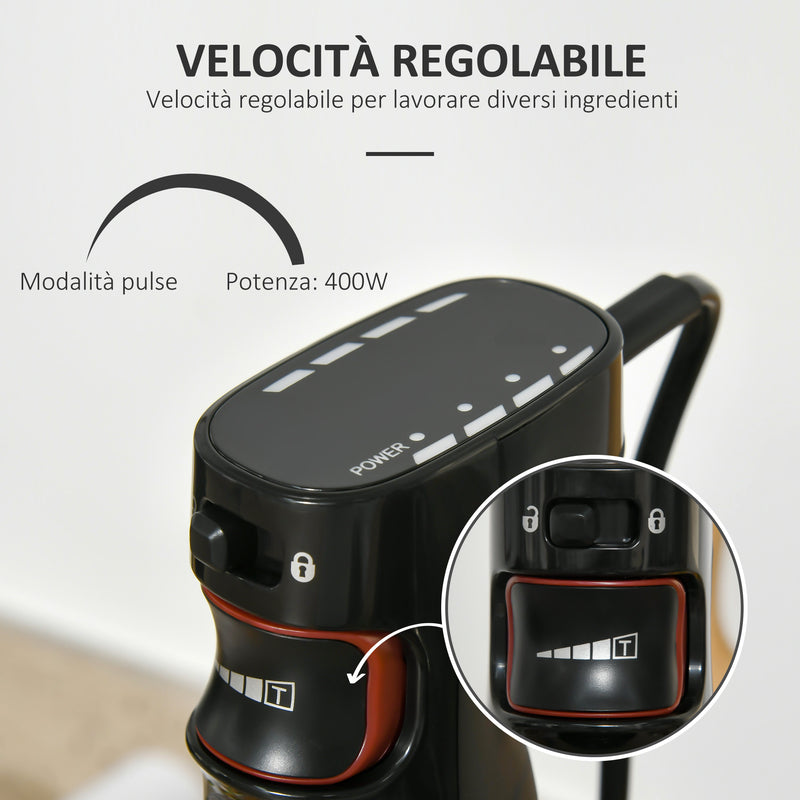Frullatore ad Immersione Mixer Cucina 4 in 1 1000W con Accessori Argento e Nero