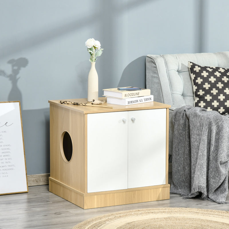 Mobile Lettiera per Gatti 60x55x62,5 cm in Legno Legno e Bianco