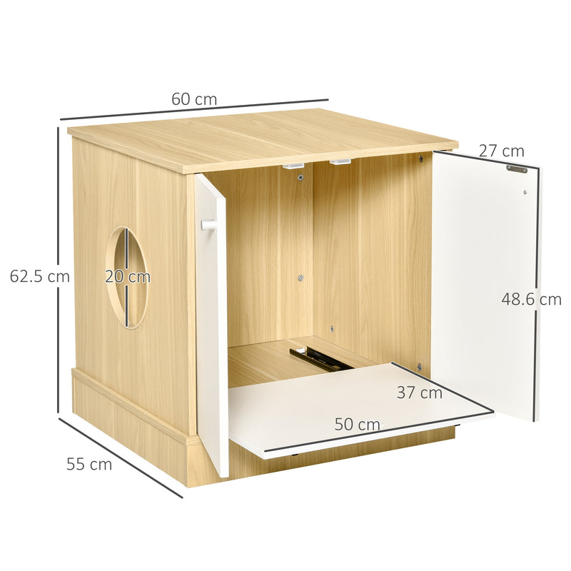Mobile Lettiera per Gatti 60x55x62,5 cm in Legno Legno e Bianco