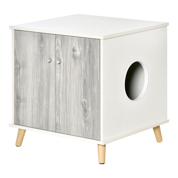 acquista Katzentoilette 60x55x62,5 cm aus weißem und grauem Holz