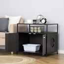 Mobile Lettiera per Gatti 70x55x65,5 cm in Legno e Acciaio Nera