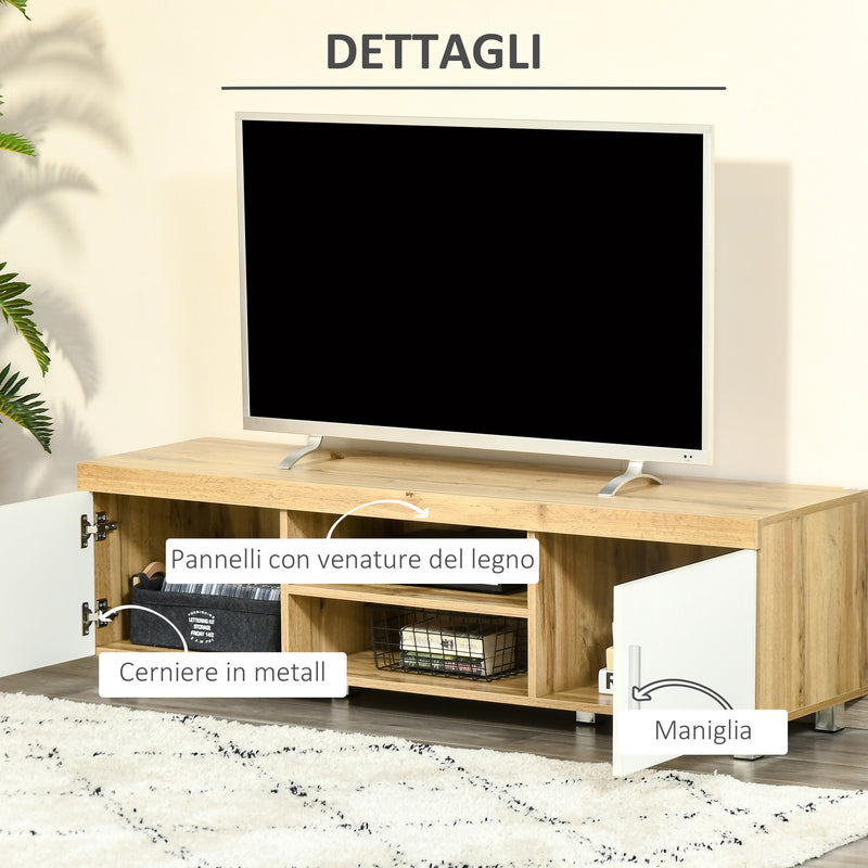 Mobile TV 140x40x41,5 cm per TV fino a 63 Quercia e Bianco