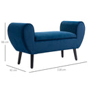 Panca Pouf Contenitore Imbottita 118x42x66 cm in Tessuto Blu
