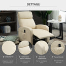 Poltrona Relax Massaggiante 68x88x98 cm con Telecomando in Similpelle Crema