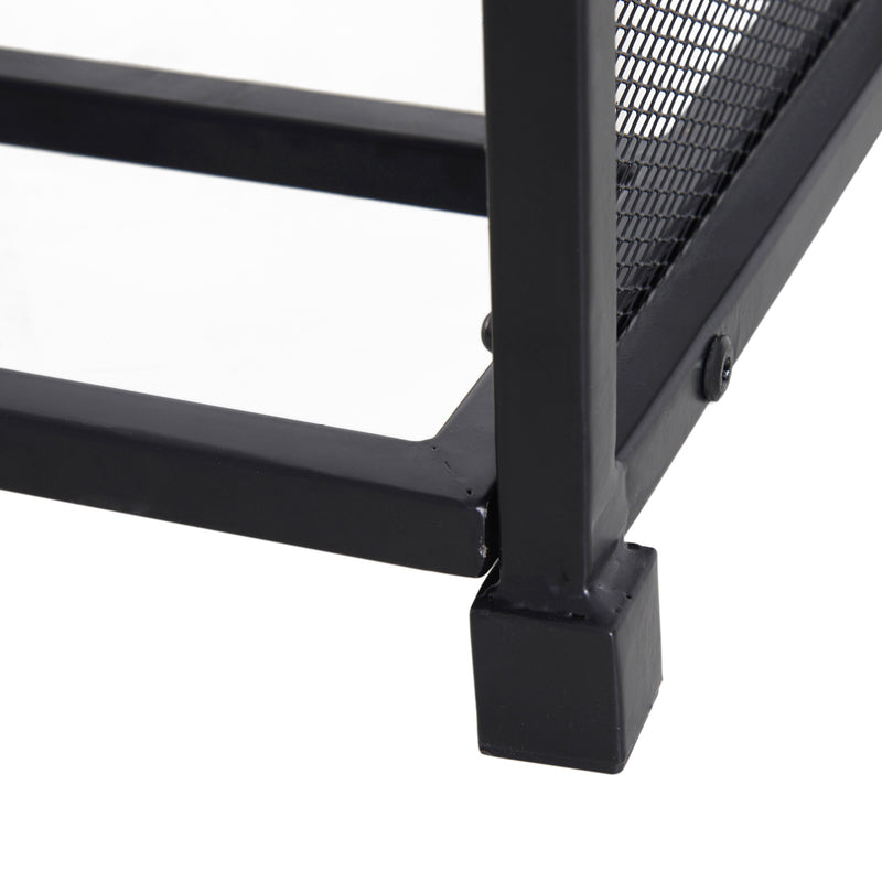 Portalegna per Camino con 4 Attrezzi 39x39x68 cm in Metallo Nero