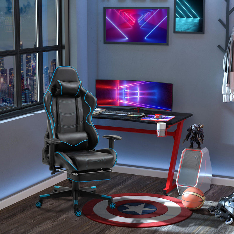 Sedia da Gaming Ergonomica 72x77x128-138 cm con Poggiapiedi in Similpelle Nero