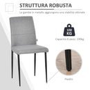 Set 4 Sedie Imbottite 41,5x54,5x87 cm in Tessuto Grigio