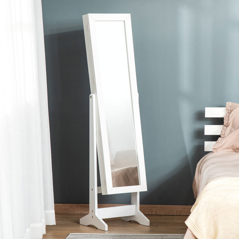 Armadio Portagioie a Specchio 35,5x30x142,5 cm Inclinazione Regolabile Bianco