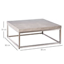 Tavolino Basso da Caffè 80x80x34 cm in Acciaio e MDF Grigio