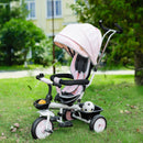 Passeggino Triciclo 100x48x106 cm con Sedile Girevole 360° Rosa