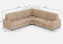 Divano Angolare 5 Posti 246x246x85 cm Sakar in Tessuto Beige