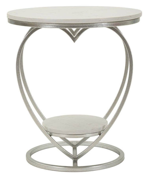 Tavolinetto Heart Argento Ø40x45,5 cm in Ferro e Marmo Argento e Bianco prezzo