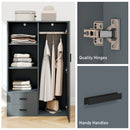 Armadio Moderno 80x50x124 cm Appendiabiti Cassetti e Mensole in Truciolare Grigio Scuro   