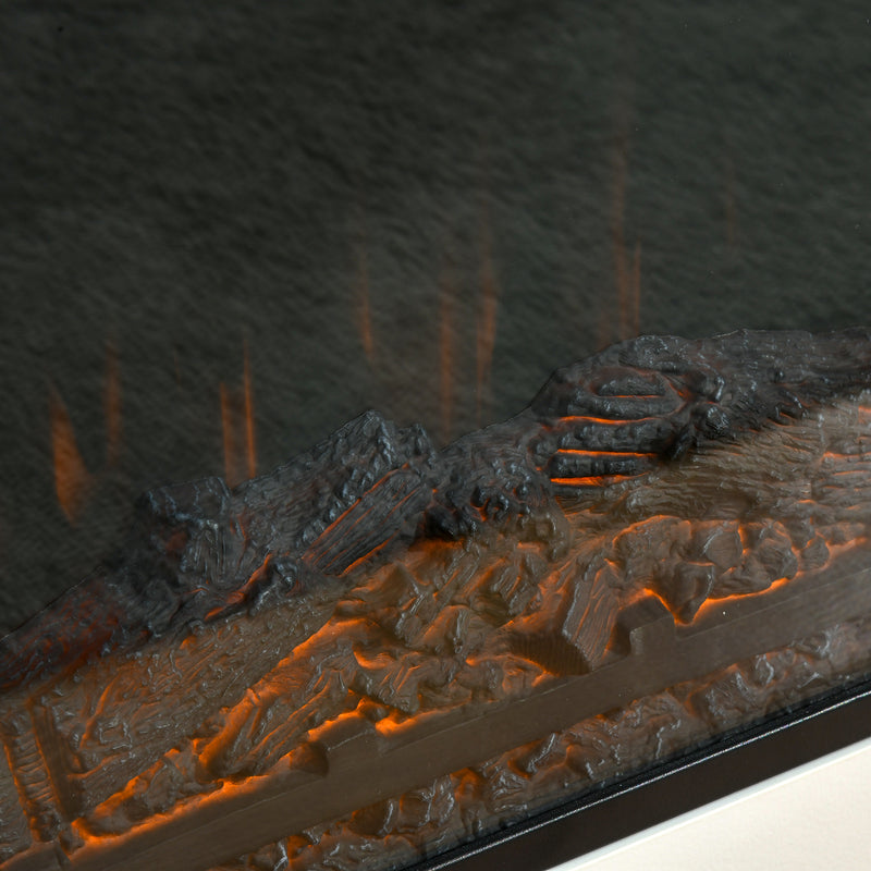 Camino Elettrico da Terra 1800W con Effetto Fiamma Telecomando e Timer Bianco      