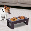 Ciotola per Cani Rialzata 2 Piatti in Acciaio 43,7x24x15 cm  MySup