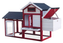 Pollaio da Giardino 152x62x92 cm Per 3 Galline in Legno Rosso e Bianco