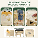 Torre Montessoriana per Bambini 2-5 Anni 57x39x93 cm con Lavagna e Tavolino Color Legno      