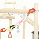 Trespolo per Pappagalli 48x38x95 cm con Giochi Vassoio Rimovibile e Posatoi in Legno Naturale      