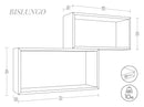 Set 2 Mensole Cubo da Parete Rettangolare in Fibra di Legno Bislungo Grigio