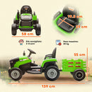 Trattore Elettrico per Bambini 12V con Rimorchio Staccabile 139x58x55 cm e Telecomando Verde  