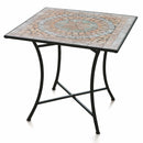 Tavolo da Giardino Quadrato 83x83 cm in Ferro Battuto con Mosaico Soriani Cipro