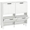 Scarpiera Salvaspazio 99,5x24x93,3 cm 4 Cassetti Ribaltabili in MDF Bianco      