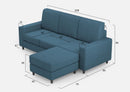 Divano 3 Posti con Pouf 208x155x85 cm Sakar in Tessuto Avio