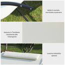 Lettino Prendisole a Dondolo 2 Posti da Giardino 140x200x88 cm in Metallo e Textilene Bianco Crema