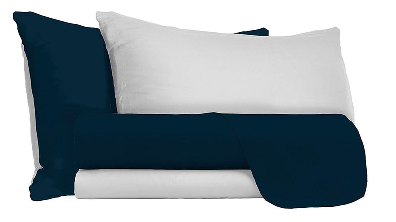 Set Lenzuola Sopra Sotto e Federe Doubleface Blu Scuro\/Grigio Chiaro