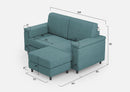 Divano 2 Posti con Pouf 168x145x85 cm Marrak in Tessuto Petrolio