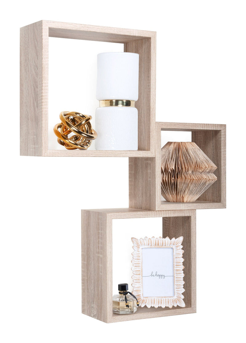 Set 3 Mensole da Parete Cubo in Fibra di Legno Incubo Rovere Sagerau