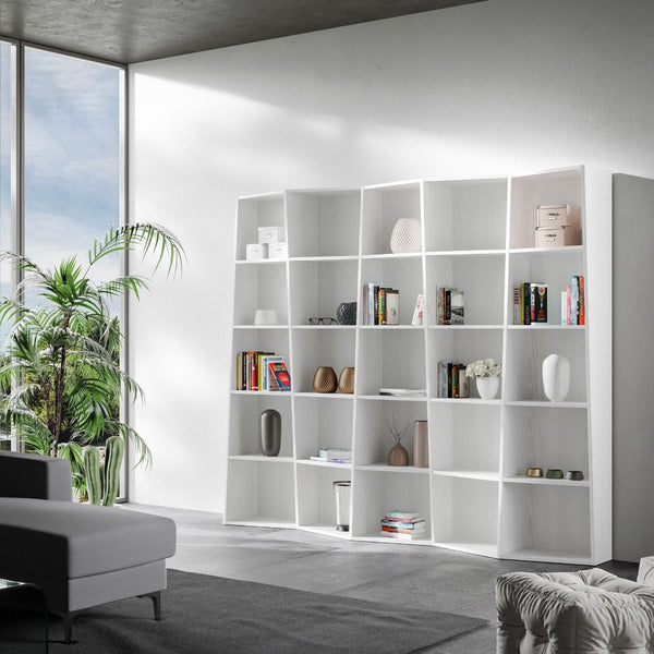 acquista Libreria Moderna 5 Elementi 5 Ripiani Trek Bianco Frassino
