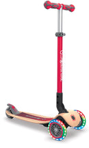 Monopattino 3 Ruote a LED Pieghevole 3 Altezze Max 50 Kg Globber Primo Foldable Wood Rosso