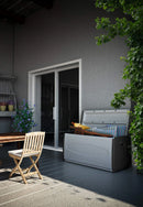 Baule Contenitore da Esterno 120x54x57 cm Multiuso in Polipropilene Prince Box Grigio e Nero