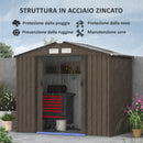 Casetta Box Da Giardino 2,1x1,3m con Prese d'Aria e Doppia Porta Scorrevole in Metallo Marrone  