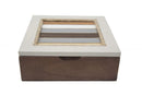 Cofanetto Coppia Lignes 19x19x7 - 16x16x5,5 cm in MDF Bianco Marrone e Grigio