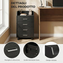 Cassettiera da Ufficio 40x36x65 cm con 4 Cassetti e Ripiano per Stampante su Ruote in MDF Nero      