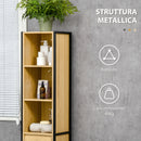 Mobile da Bagno a 3 Livelli con Torre per Asciugamani 30x28x168 cm in Truciolato e Acciaio Nero