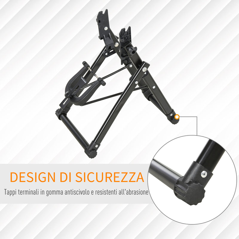 Cavalletto Pieghevole per Manutenzione Ruote Bici da 20-29' 58x28.5x43 cm Nero