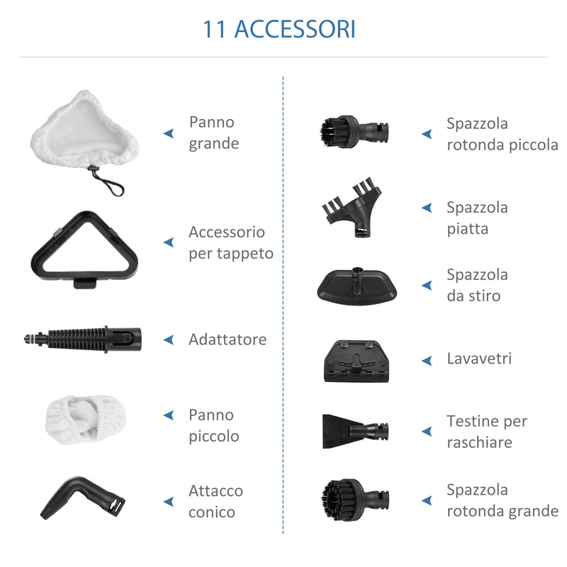 Scopa a Vapore Elettrica 1330W Serbatoio 450ml Bianco