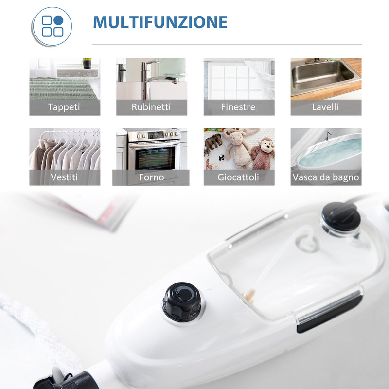 Scopa a Vapore Elettrica 1330W Serbatoio 450ml Bianco