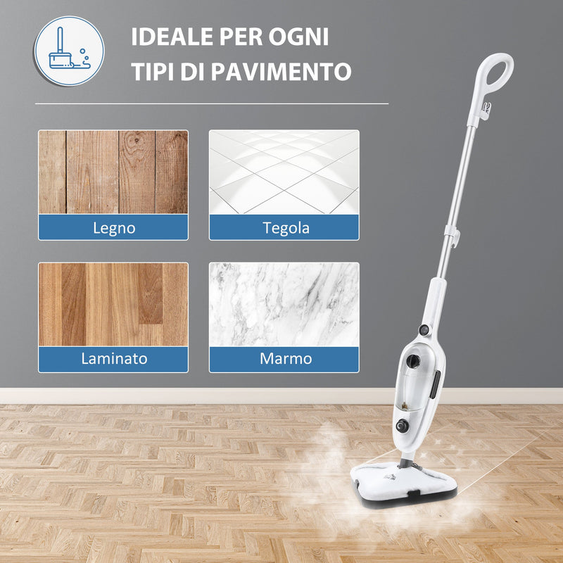 Scopa a Vapore Elettrica 1330W Serbatoio 450ml Bianco