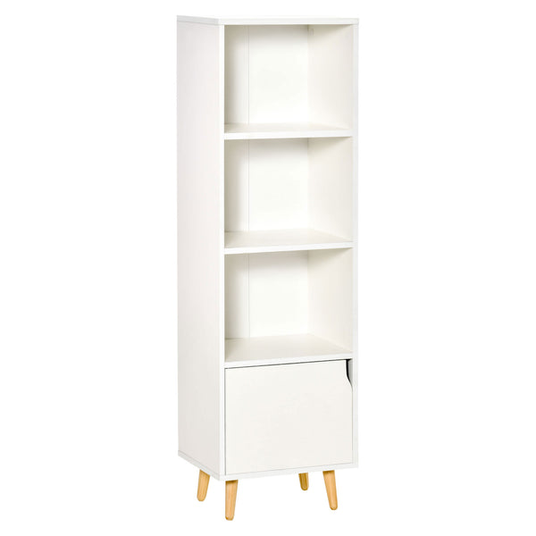 acquista Bücherregal mit 3 Regalen und 1 Schrank 40 x 30 x 129,5 cm aus weißem Holz