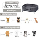 Divano per Cani e Gatti Imbottito 63,5x43x24,5 cm in Velluto con Base in Metallo Grigio Scuro