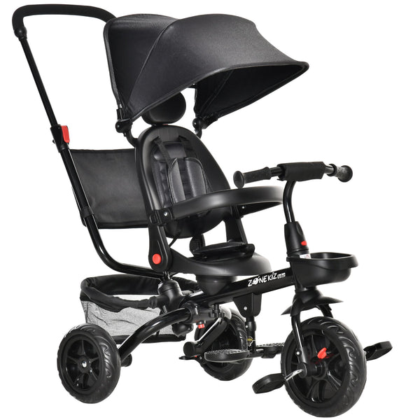 acquista Dreirad-Kinderwagen mit 360° drehbarem Sitz, abnehmbarem Verdeck und Bügel Schwarz