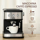 Macchina da Caffè e Cappuccino 850W 15 Bar 35.5x21x29 cm Nero e Argento