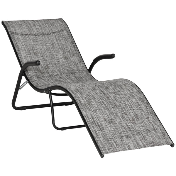 Klappbare Sonnenliege 170x62x68 cm aus Metall und grauem Netzstoff online