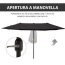 Ombrellone da Giardino Doppio 460x270x240 cm in Acciaio e Poliestere Nero