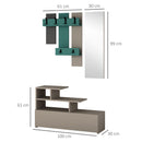 Mobile Ingresso 3 in 1 con Scarpiera Appendiabiti e Specchio Grigio e Turchese